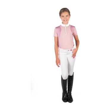 Pólo de concurso HKM Glam criança Rosa velho