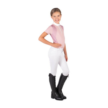 Pólo de concurso HKM Glam criança Rosa velho