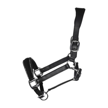 Cabresto de couro HKM Glamour Preto / prateado