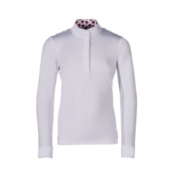 Polo de concurso Hunter Kids de mangas compridas HKM Branco Polo de concurso Hunter Kids de mangas compridas HKM Branco
