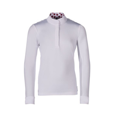Polo de concurso Hunter Kids de mangas compridas HKM Branco Polo de concurso Hunter Kids de mangas compridas HKM Branco