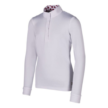 Polo de concurso Hunter Kids de mangas compridas HKM Branco Polo de concurso Hunter Kids de mangas compridas HKM Branco