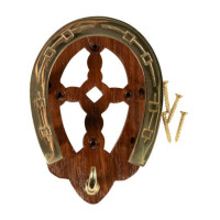 Suporte para cabeçadas em forma de ferradura HKM em madeira e latão Latão Ouro