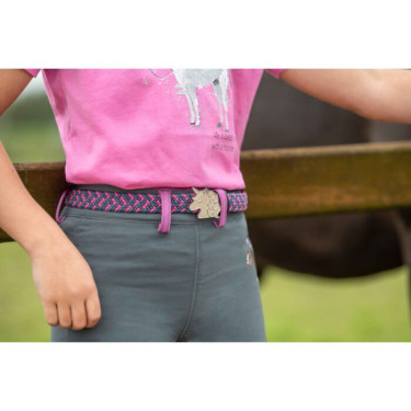 Cinto elástico HKM Claire Kids Rosa / verde Cinto elástico HKM Claire Kids Rosa / verde