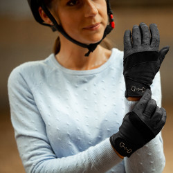 Luvas de couro e malha para mulher Horze Luvas de couro e malha para mulher Horze
