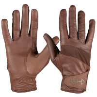 Luvas de couro e malha para mulher Horze Castanho Luvas de couro e malha para mulher Horze Castanho
