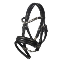Bridão de couro HKM Hobby Horsing Preto