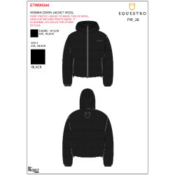 Casaco acolchoado feminino com capuz Equestro mulher Preto