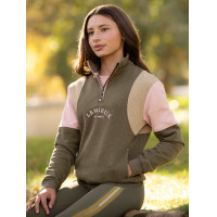 Camisola de Manga Comprida com Fecho de Um Quarto Young Rider Viola LeMieux Verde salgueiro Kaki