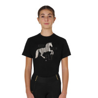 T-shirt menina Keep Calm & Fly em algodão Equestro criança Preto