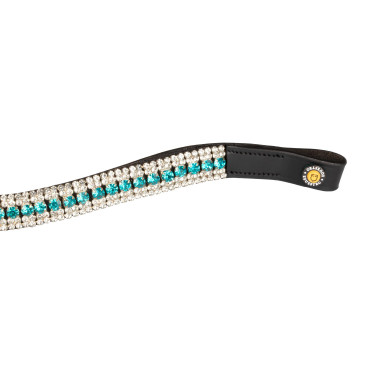 Frontal Azul Crystal em couro Equestro