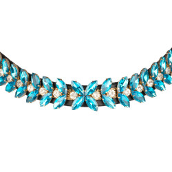 Frontal Blue Jets Crystal em couro Equestro