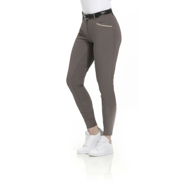 Calça Equithème Gizel com fundo de silicone Cinzento-acastanhado Castanho Calça Equithème Gizel com fundo de silicone Cinzento-acastanhado Castanho