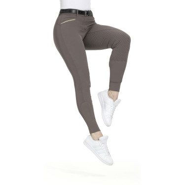 Calça Equithème Gizel com fundo de silicone Cinzento-acastanhado Castanho Calça Equithème Gizel com fundo de silicone Cinzento-acastanhado Castanho
