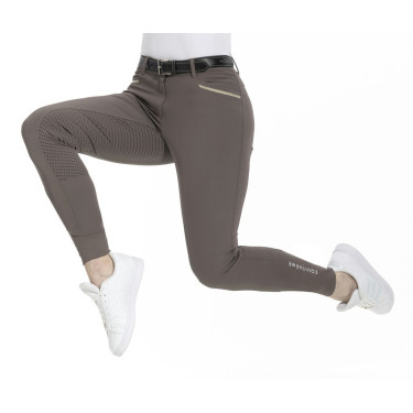 Calça Equithème Gizel com fundo de silicone Cinzento-acastanhado Castanho Calça Equithème Gizel com fundo de silicone Cinzento-acastanhado Castanho