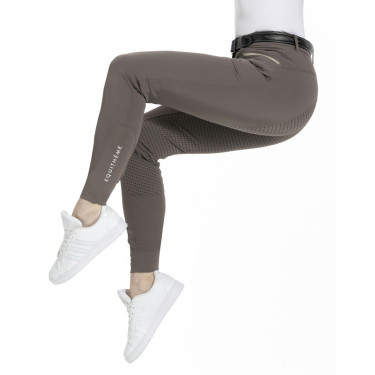 Calça Equithème Gizel com fundo de silicone Cinzento-acastanhado Castanho Calça Equithème Gizel com fundo de silicone Cinzento-acastanhado Castanho