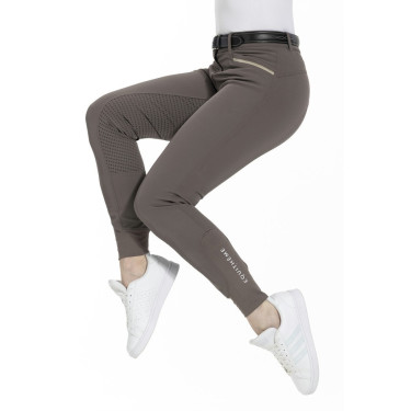 Calça Equithème Gizel com fundo de silicone Cinzento-acastanhado Castanho Calça Equithème Gizel com fundo de silicone Cinzento-acastanhado Castanho