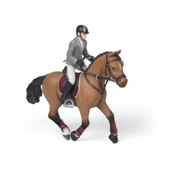 Miniatura Cavalo de competição & cavaleiro Papo