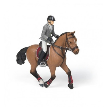 Miniatura Cavalo de competição & cavaleiro Papo