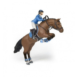 Estatueta Cavalo salto de obstáculo & amazona Papo Estatueta Cavalo salto de obstáculo & amazona Papo