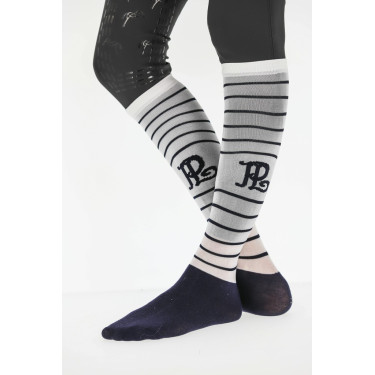 Meia Pénélope Concours Riscado marinho / creme Azul-marinho