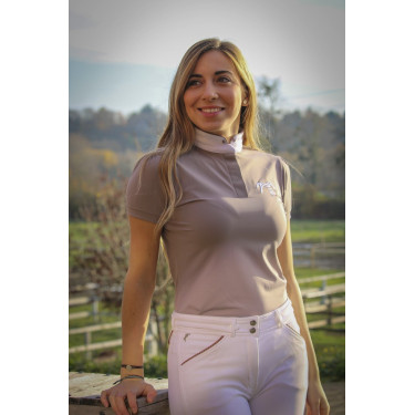 Polo de competição Pénélope Madrid de mangas curtas Cinzento-acastanhado Castanho Polo de competição Pénélope Madrid de mangas curtas Cinzento-acastanhado Castanho