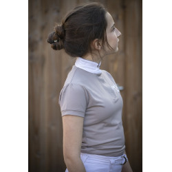 Polo de competição Pénélope Madrid de mangas curtas Cinzento-acastanhado Castanho Polo de competição Pénélope Madrid de mangas curtas Cinzento-acastanhado Castanho