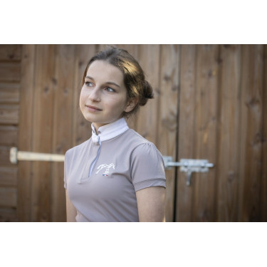 Polo de competição Pénélope Madrid de mangas curtas Cinzento-acastanhado Castanho Polo de competição Pénélope Madrid de mangas curtas Cinzento-acastanhado Castanho
