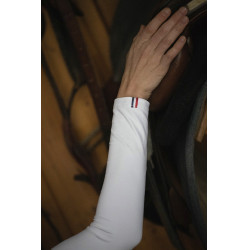 Polo de competição Pénélope Bruges de mangas compridas Branco / fita azul branca vermelha Polo de competição Pénélope Bruges de mangas compridas Branco / fita azul branca vermelha