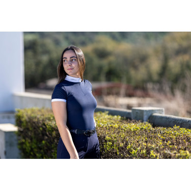 Pólo de competição LeMieux Olivia de mangas curtas Azul-marinho