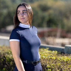 Pólo de competição LeMieux Olivia de mangas curtas Azul-marinho