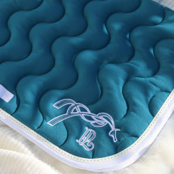 Almofada de sela Pénélope Classique Verde petróleo / branco