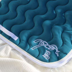 Almofada de sela Pénélope Classique Verde petróleo / branco