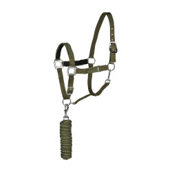 Conjunto de cabresto e guia Chicago Horze Verde cipreste / verde loden