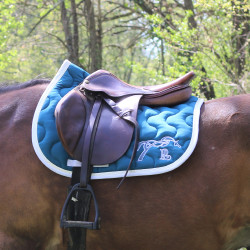 Almofada de sela Pénélope Classique Verde petróleo / branco