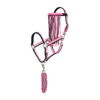 Cabeçada e corda anti-moscas de nylon Imperial Riding Rosa néon