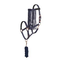 Cabeçada e corda anti-moscas de nylon Imperial Riding Azul-marinho Cabeçada e corda anti-moscas de nylon Imperial Riding Azul-marinho