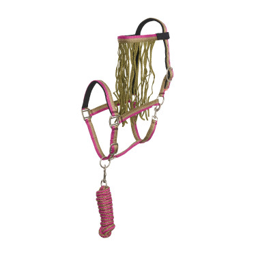 Cabeçada e corda anti-moscas de nylon Imperial Riding Multi Verde Floresta Multicolor Cabeçada e corda anti-moscas de nylon Imperial Riding Multi Verde Floresta Multicolor
