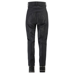 Calça de equitação HV Polo June Girls FullGrip Preto