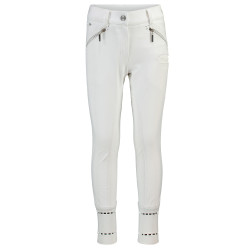 Calça de equitação HV Polo June Girls FullGrip Branco