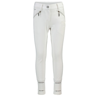 Calça de equitação HV Polo June Girls FullGrip Branco