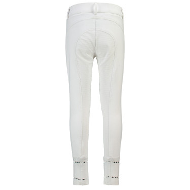 Calça de equitação HV Polo June Girls FullGrip Branco