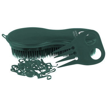 Escova Perfection e elásticos para crina Imperial Riding Verde floresta