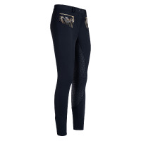 Calça de equitação Euro-Star Coco Glam FullGrip feminina Azul-marinho