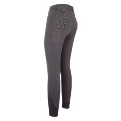 Calça de equitação Easy Rider Evita FullGrip Pérola fumê Cinzento