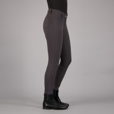 Calça de equitação Easy Rider Evita FullGrip infantil Terra Cinzento