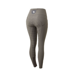 Calça com assento em camurça silicone e cintura alta feminina Horze Cinza escuro Castle Rock Cinzento