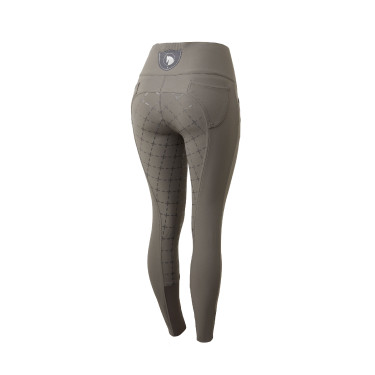 Calça com assento em camurça silicone e cintura alta feminina Horze Cinza escuro Castle Rock Cinzento