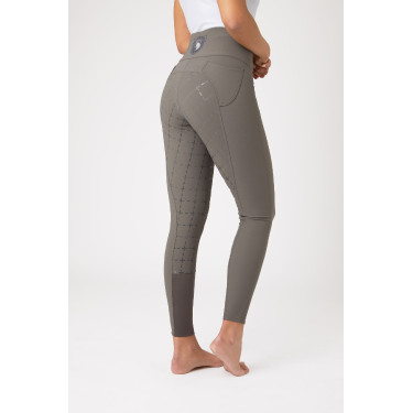 Calça com assento em camurça silicone e cintura alta feminina Horze Cinza escuro Castle Rock Cinzento