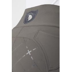 Calça com assento em camurça silicone e cintura alta feminina Horze Cinza escuro Castle Rock Cinzento